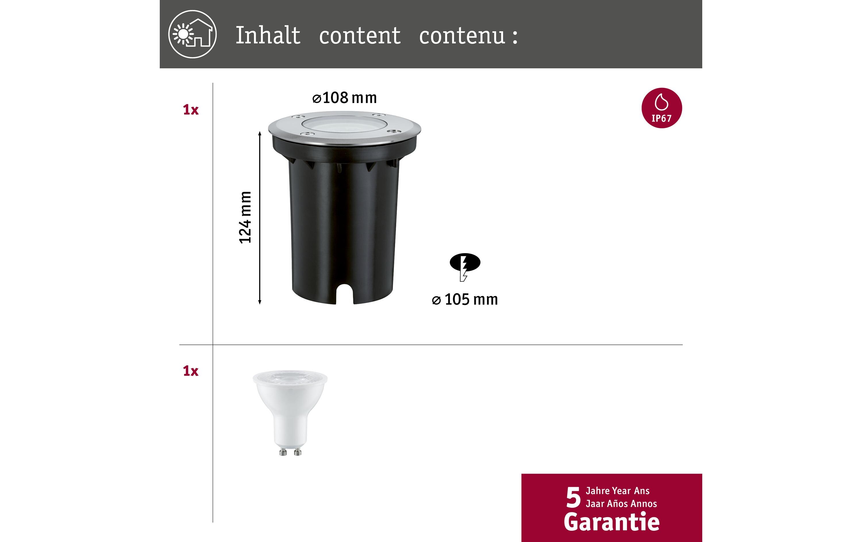 Wegeleuchte GU10, 3.5W, 3000K, EdelstahlLED Bodeneinbauleuchte