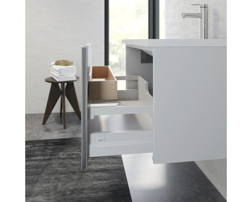 KEUCO Royal Reflex badkamermeubelset, BxHxD 80 x 48 x 49 cm, hoogglans witte fronten, 2-delige badkamermeubelset met mineraalgegoten wastafel, 39603210100
