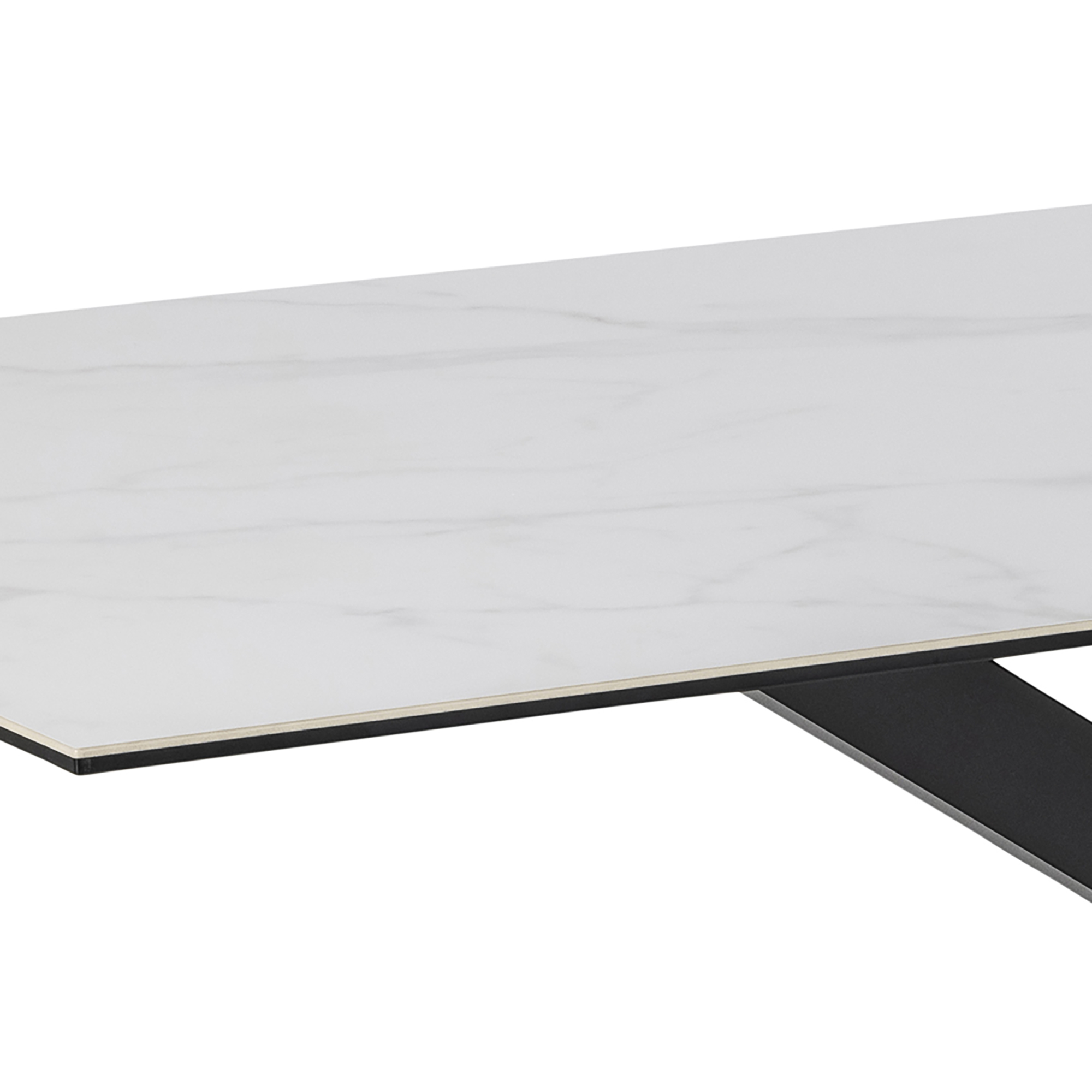 Eetkamertafel Cardiff - 200 x 100 cm - Keramiek wit blad