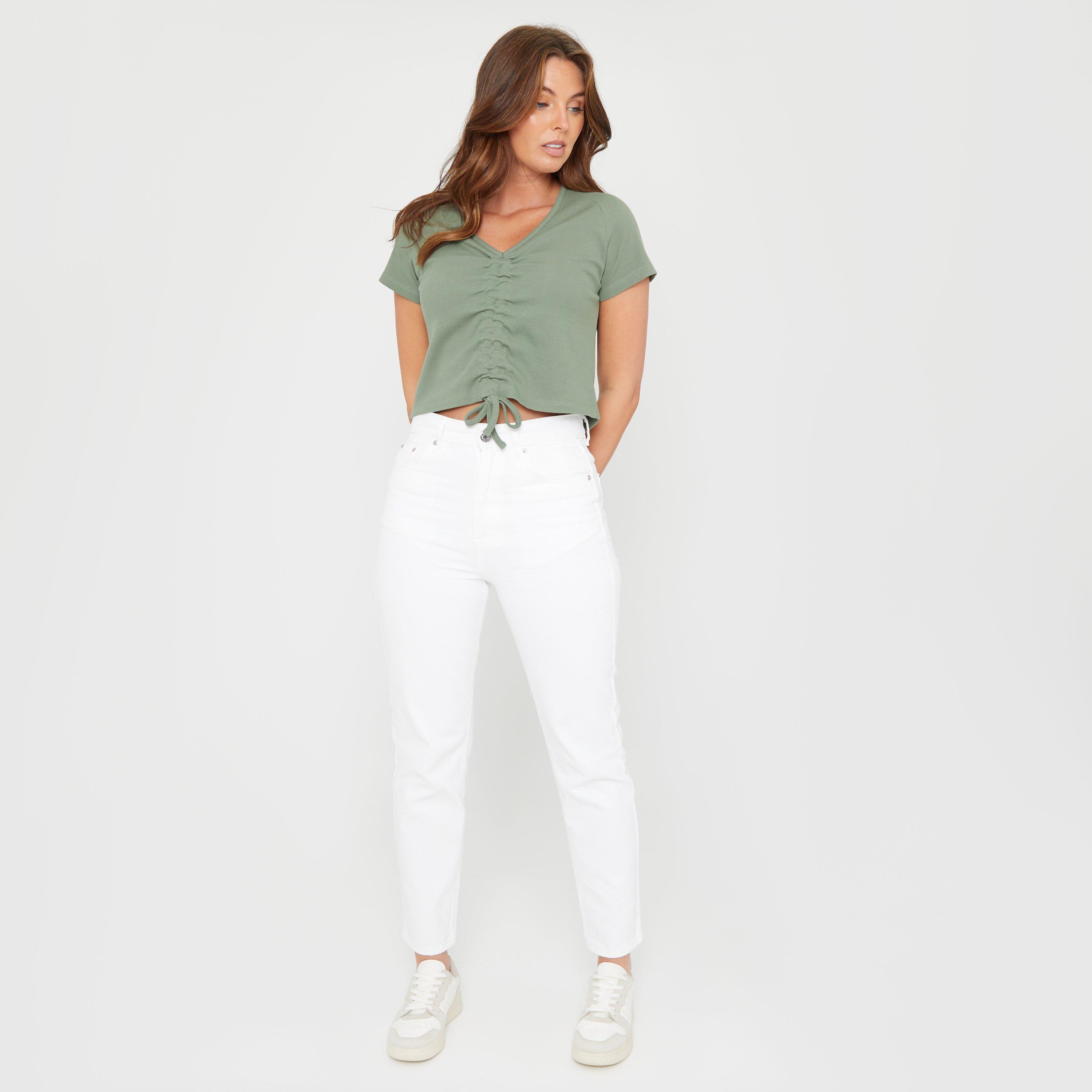 Be You BeYou Ruched Rib Top Womens