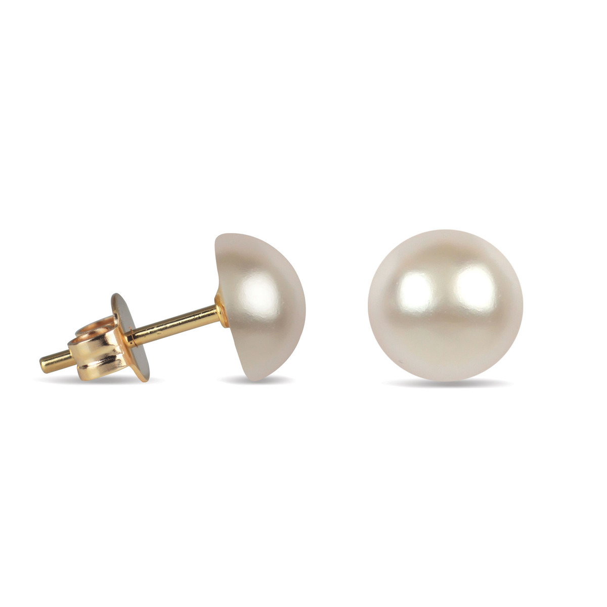 Boucles d'oreille plaqué or cabochon blanc 10MM