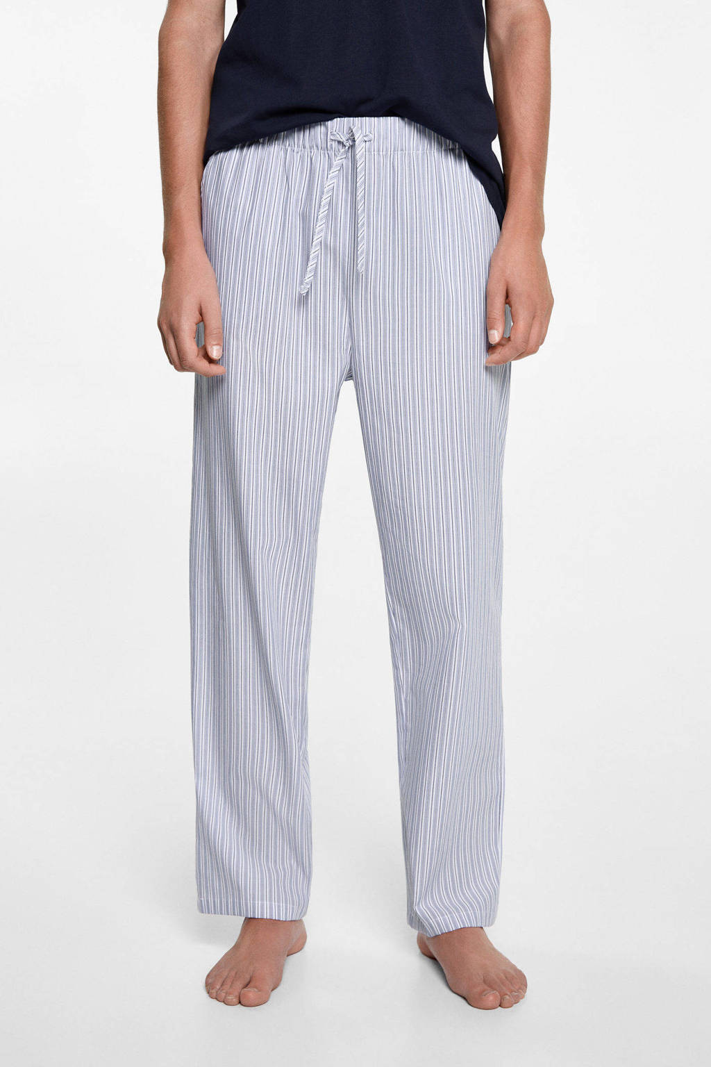 MANGO TEEN pyjama met streepdessin donkerblauw/lichtblauw