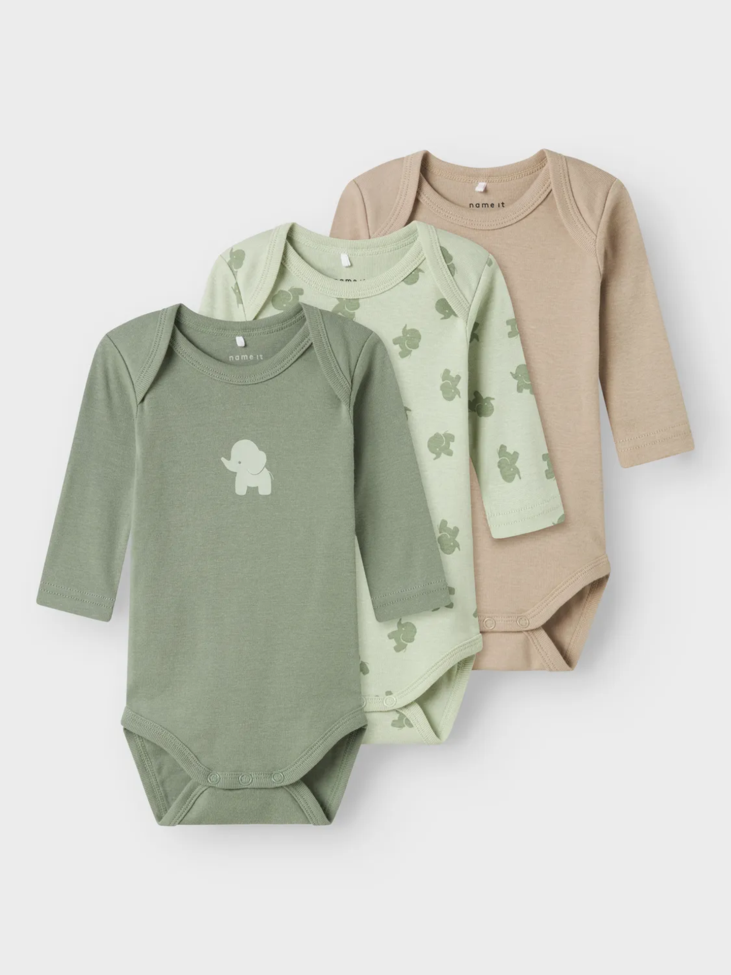 Body 3-Pack Long Sleeve Sea Foam Elephant
