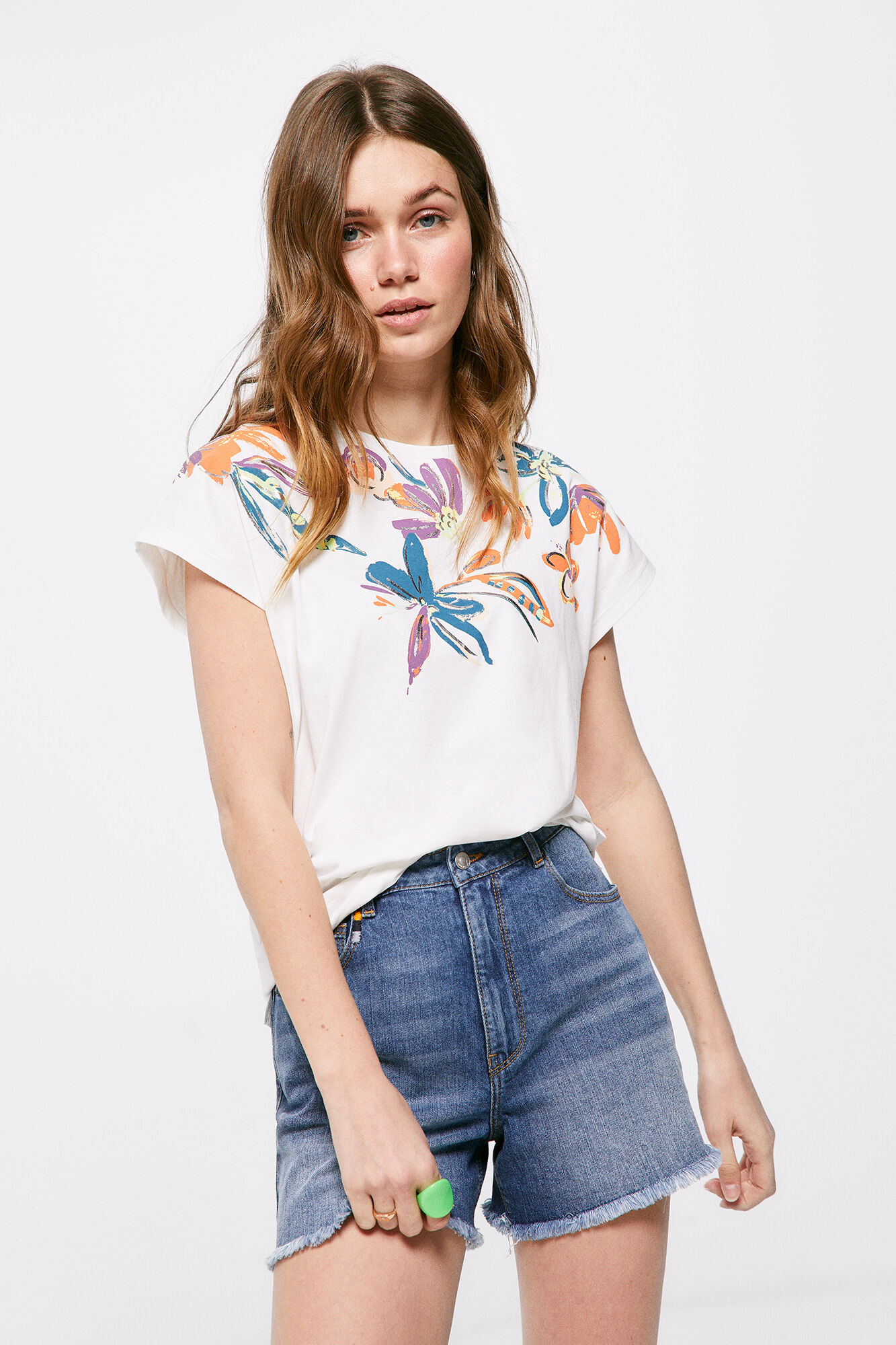 Camiseta Tropical Estampada - amarillo