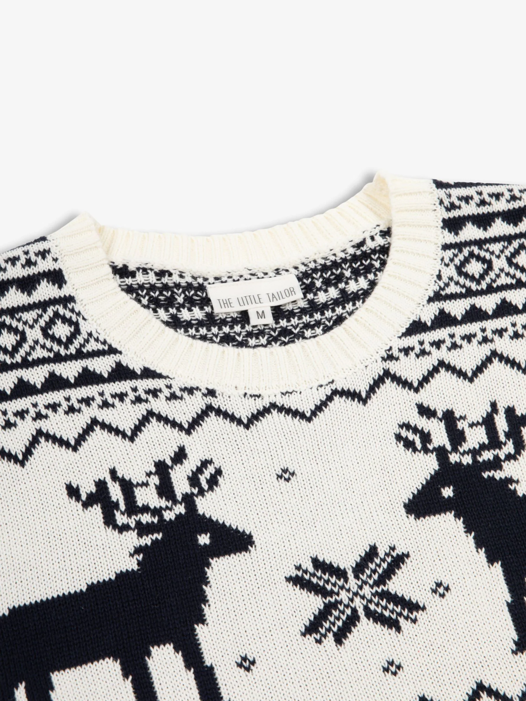 Crème - Kerstmis rendiertrui met Fairisle-patroon