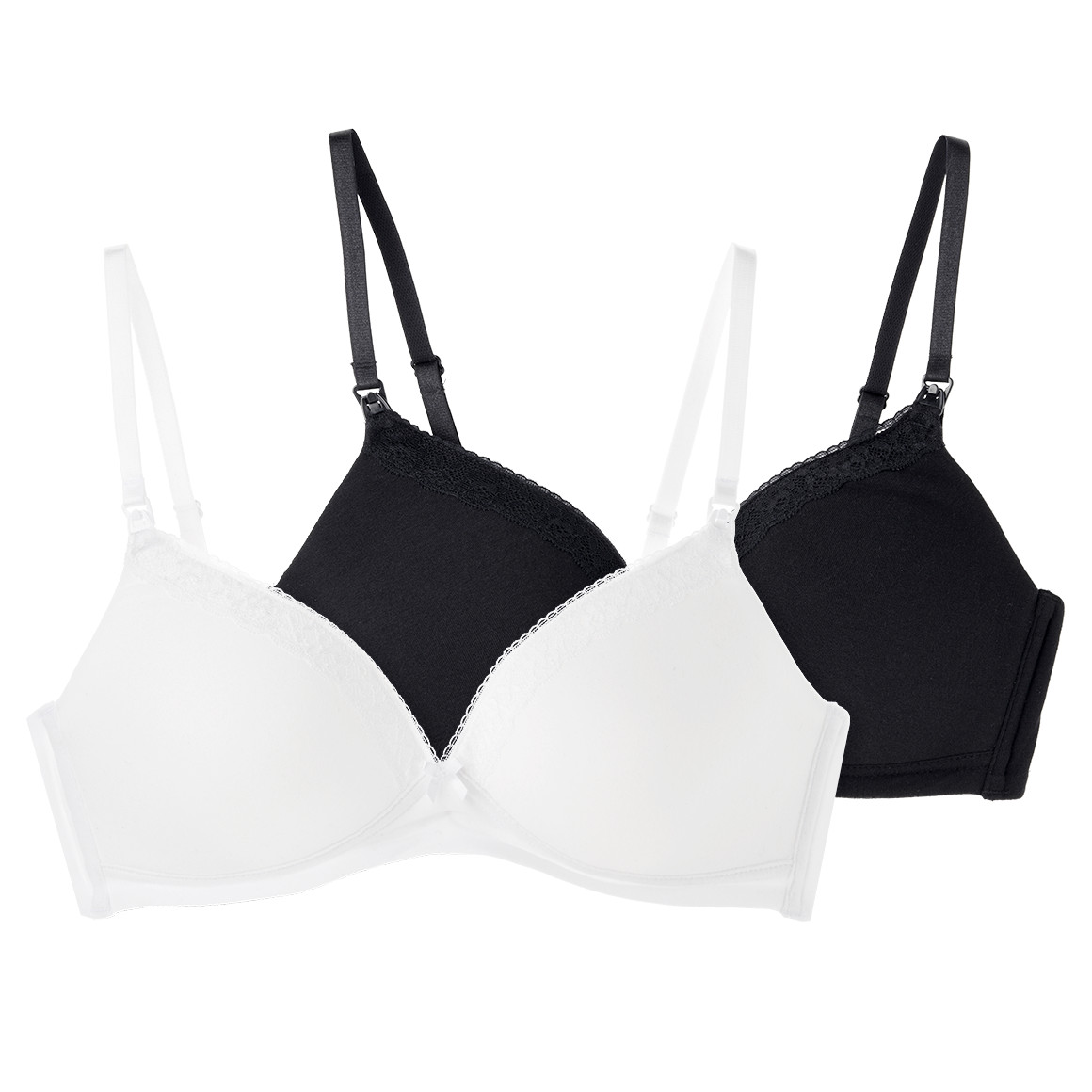 Gina Mama 2 Damen Still-BHs aus Bio-Baumwolle weiss / schwarz