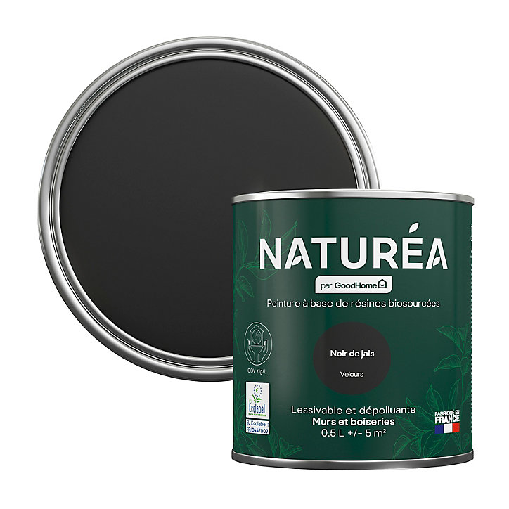 Peinture murs et boiseries Naturéa par GoodHome noir de jais velours 0.5L
