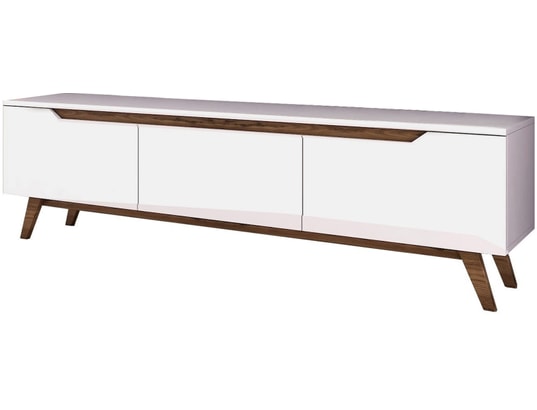 CONCEPT1 - Meuble TV D1 - 794 Blanc, Noyer 180 x 48,6 x 35
