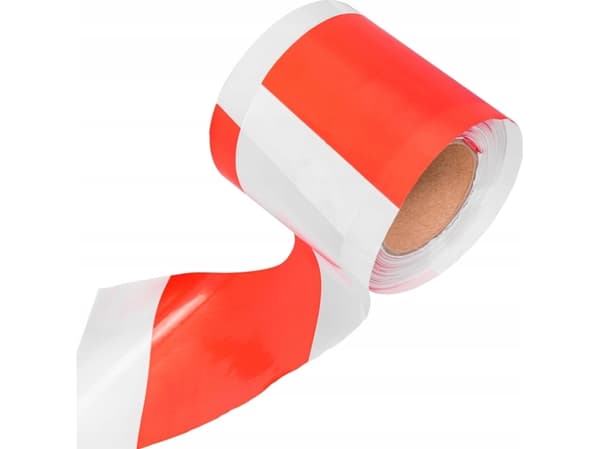 Agam Rød og hvit advarselstape 8cm x 100m