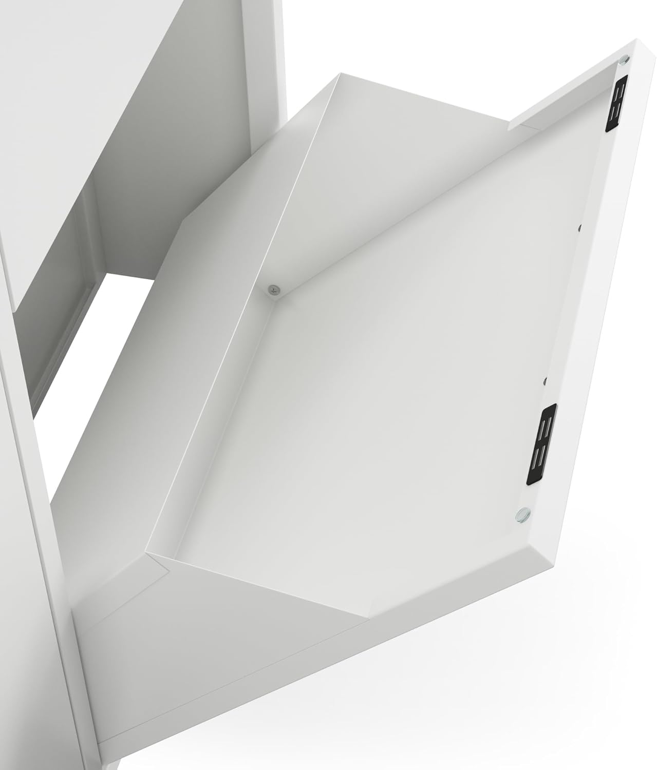 Jan Nowak Schuhschrank Schmal Weiß mit 4 Klappen 96 x 90 x 17 cm - Schuhkipper Metall Ideal Für Kleine Räume, Wandmontage - Schuhregal Geschlossen, Schuhe Schrank (Shirley)