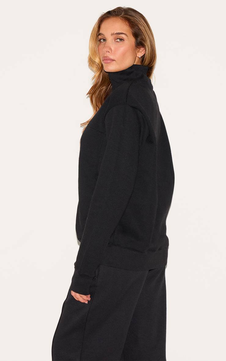 Noir Veste De Survêtement À Détails Nervurés Avec Fermeture Zippée