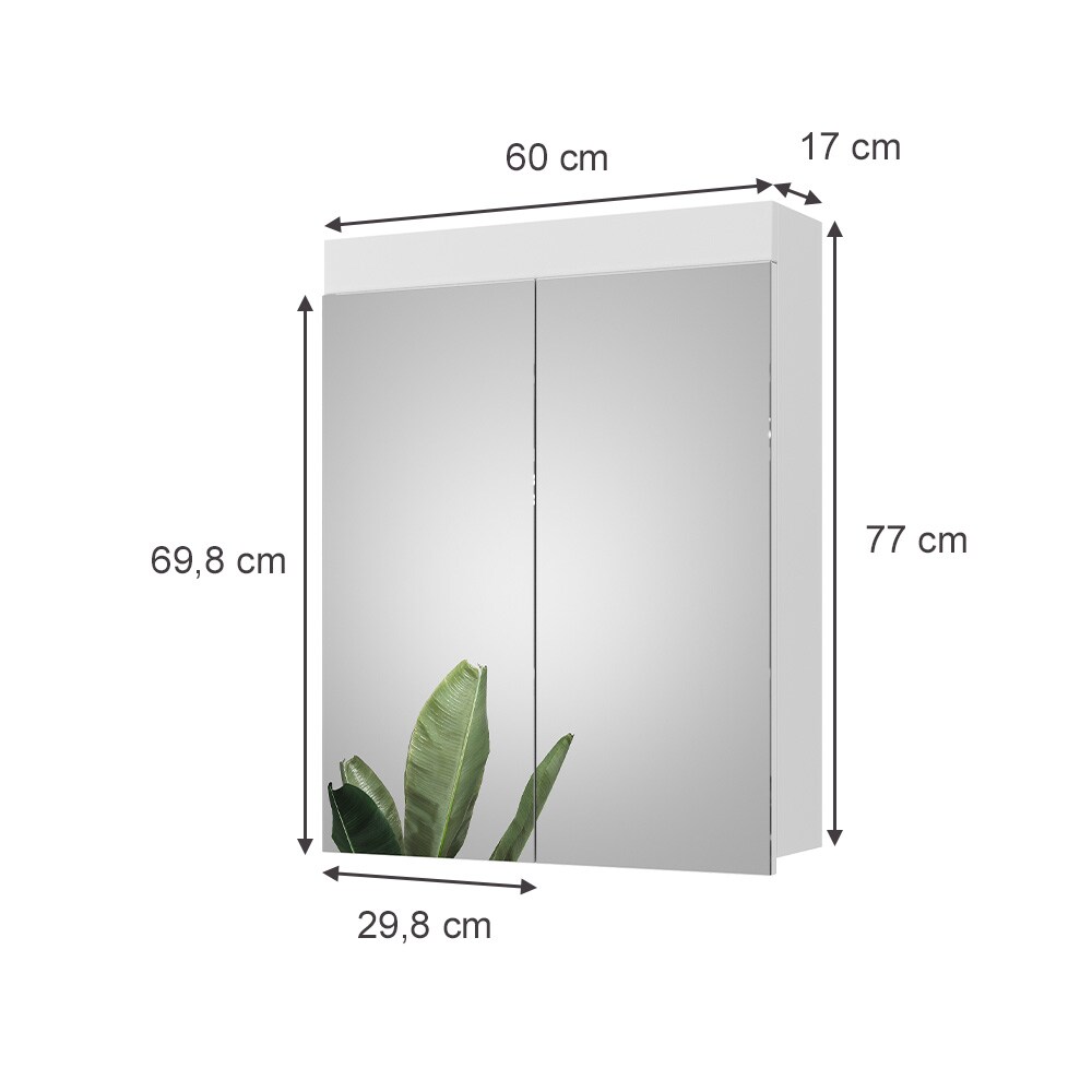 Vicco Spiegelschrank Badspiegel Badezimmermöbel Luna Weiß Skandi 60x77 cm Badezimmer Schrank Badmöbel Schranktür Spiegeltür Schrankfach Wandspiegel Ablage Aufbewahrung