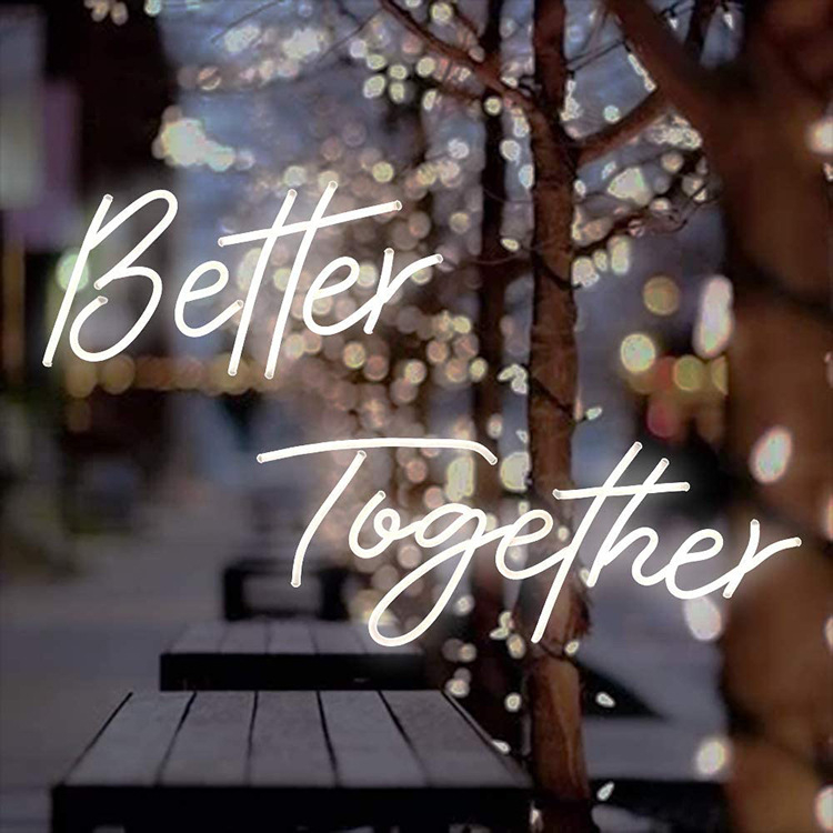 (60x50cm) LED Neon Sign Better Together Wand Deko Licht Schild Home / Party Accessoire Hängelampe (USB) - Warmweiss