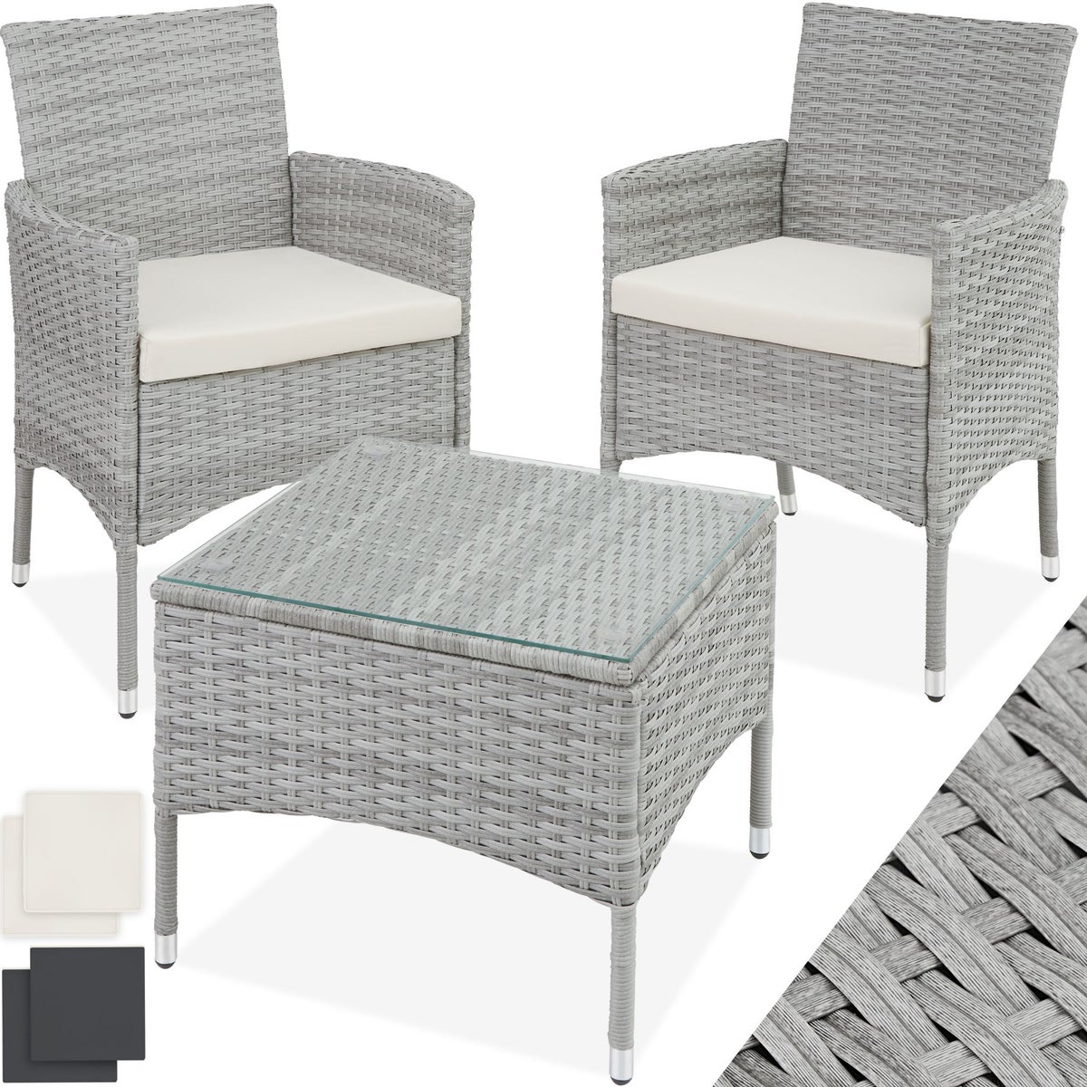 tectake Luzern rotanset voor 2 personen, 2 hoessets