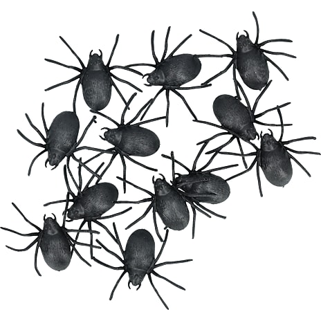 Halloween edderkoppper 8x5 cm 12 pak - sort