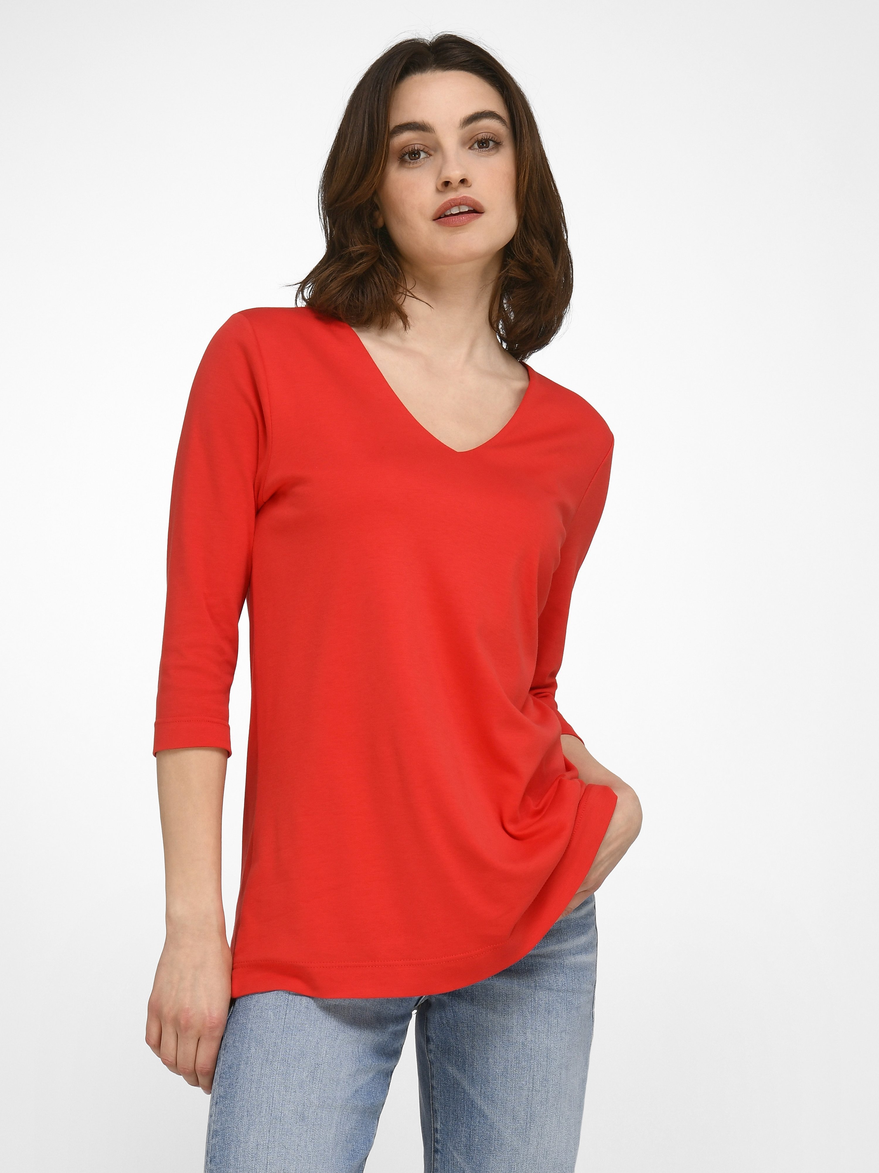 V-Shirt mit 3/4-Arm