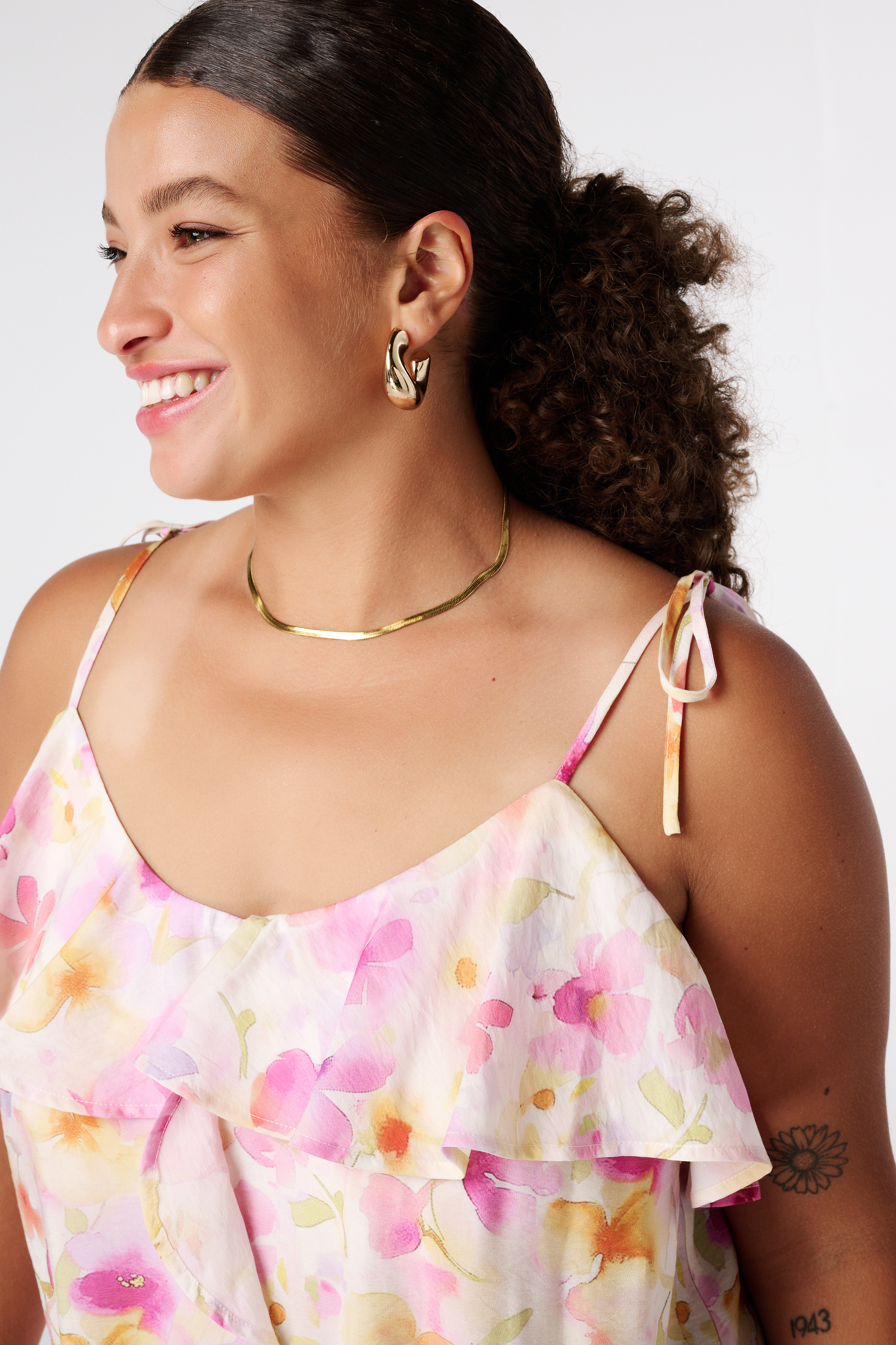 Top met ruches Multi Pink