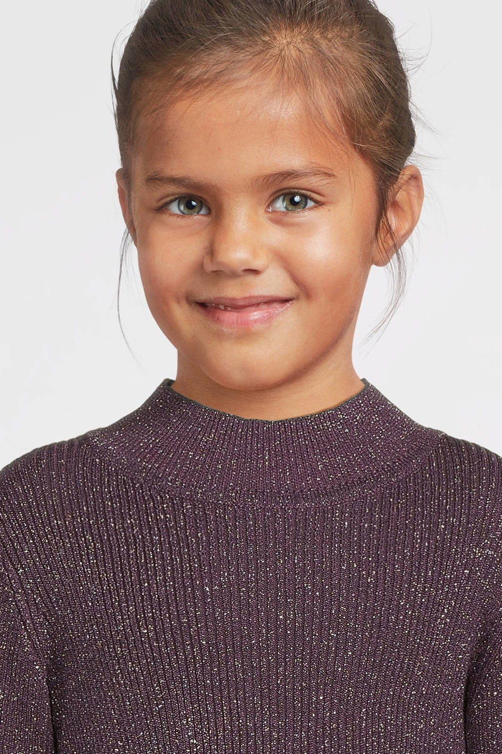 NAME IT top NKFPRIAGLITTER met glitters aubergine