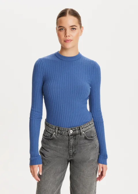 Trui met rib structuur blauw (BLW.M)