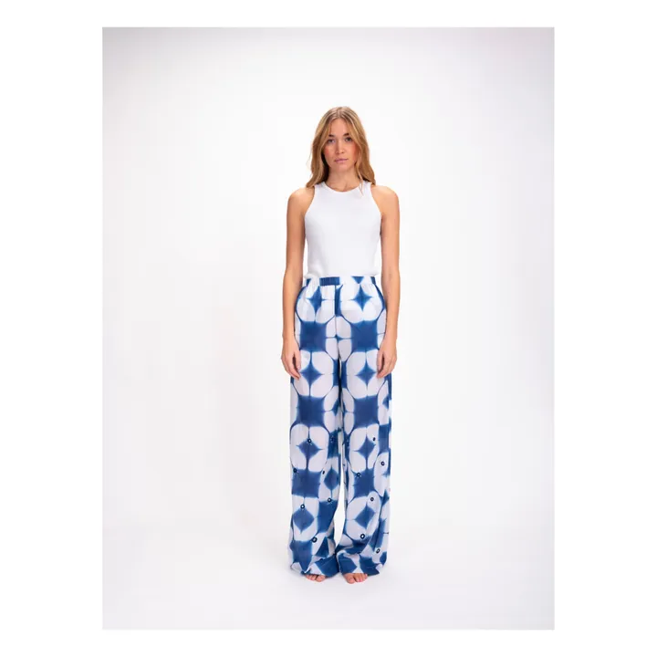 Virginie de Vinster Pantalon Cramp Dye Voile de Coton | Bleu indigo