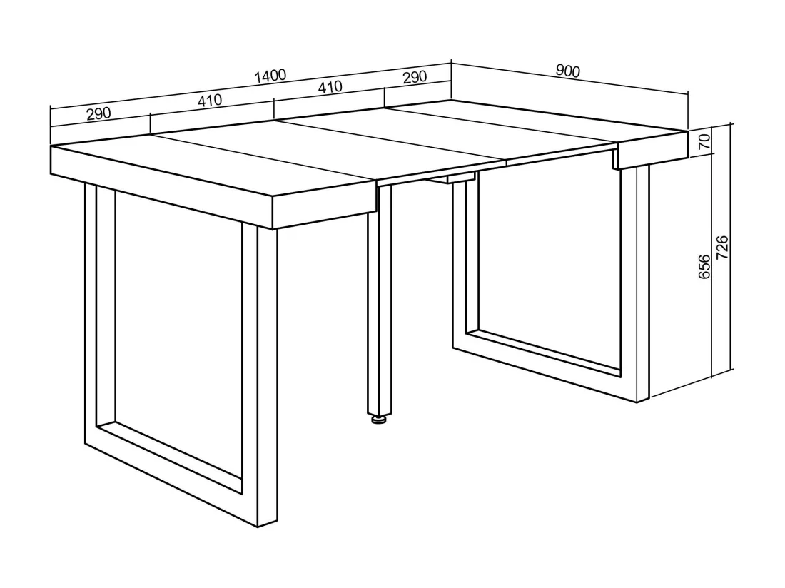Table console extensible, 140, Pour 6 personnes, Pieds bois massif