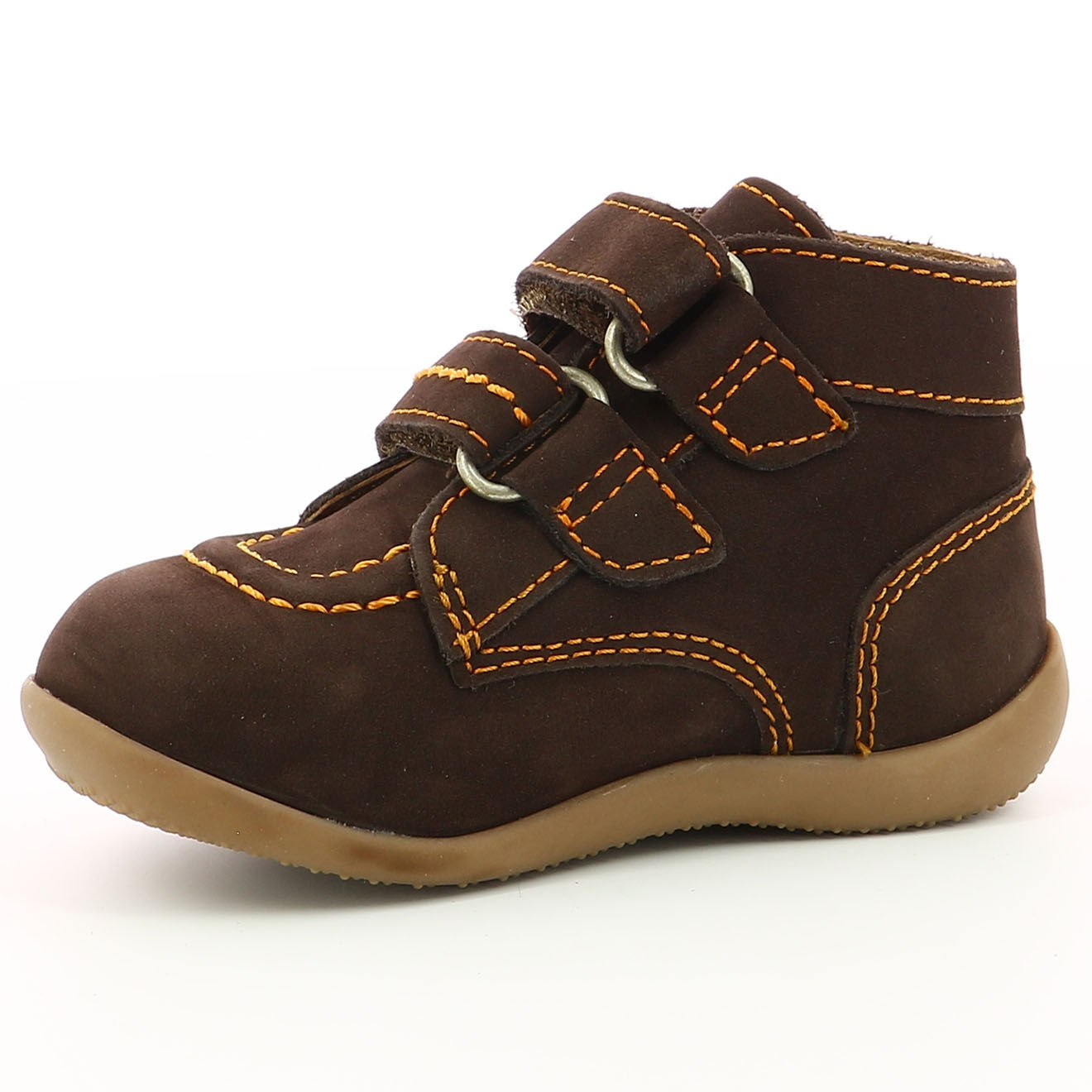 Kickers Bottillons en Velours de Cuir Bonkro marron foncé