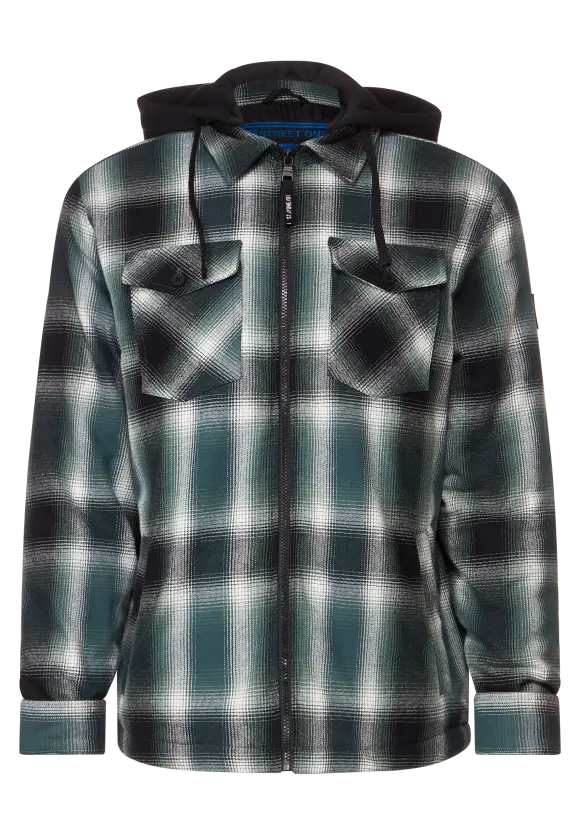Padded Overshirt mit Kapuze - dark forest green
