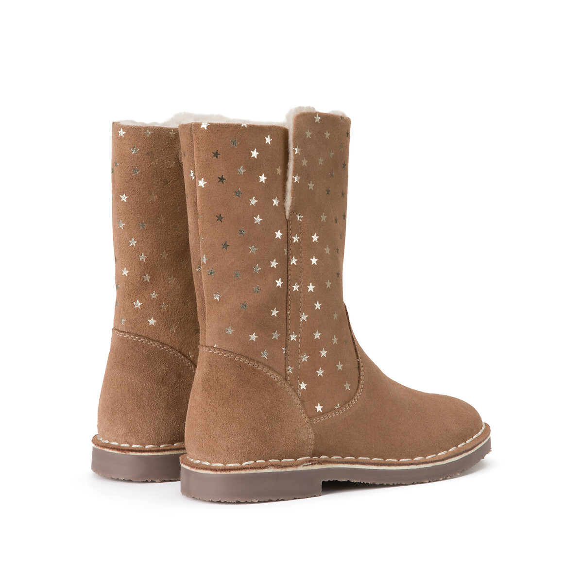 COLEÇÃO LA REDOUTE<br>Botas de couro com zíper e estampa de estrelas