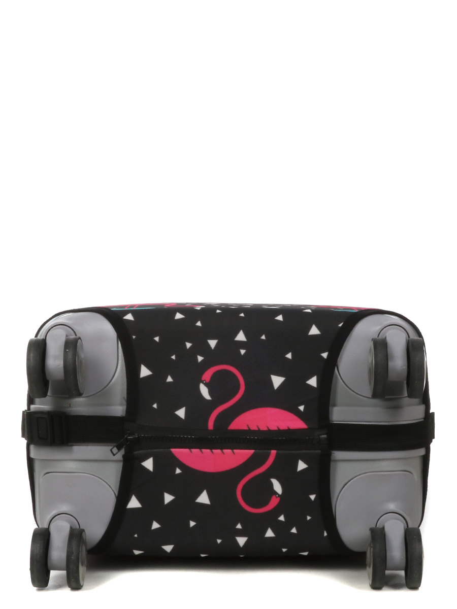 Housse de valise Periea Black with Pink Flamingos S