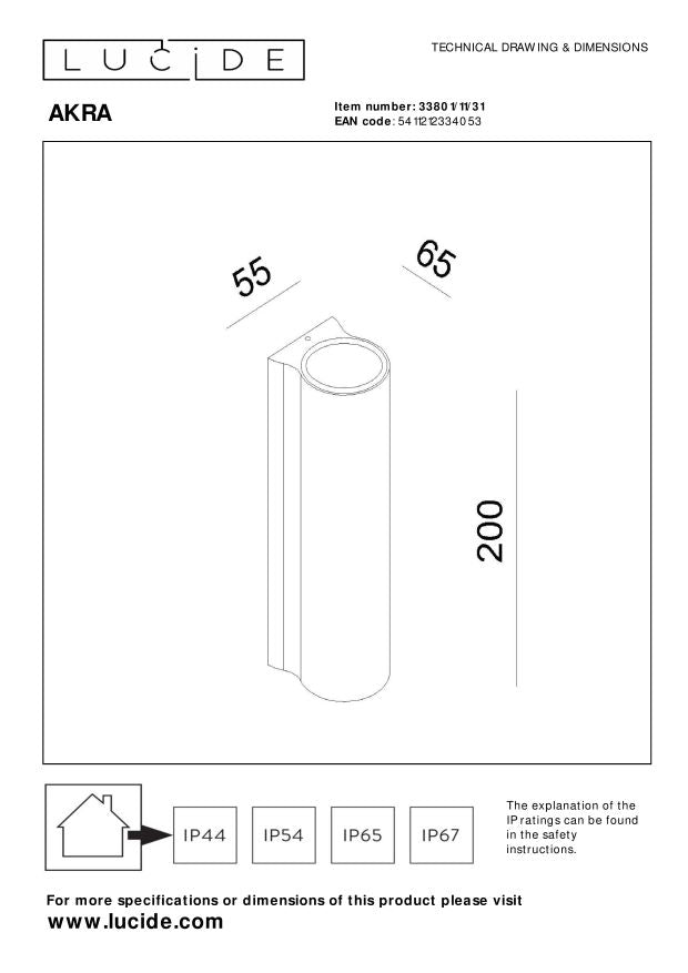 Lucide AKRA Wandlamp - Wit