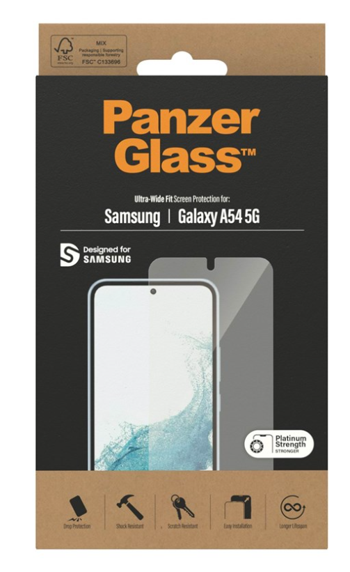 Samsung Galaxy A54 5G Antibakterielles Ultra Wide Fit Panzer Glas Displayschutz Case Friendly (7328)