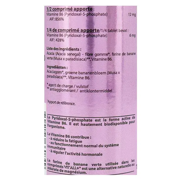 Vit'all+ Vitamina B6 100 comprimidos divisíveis