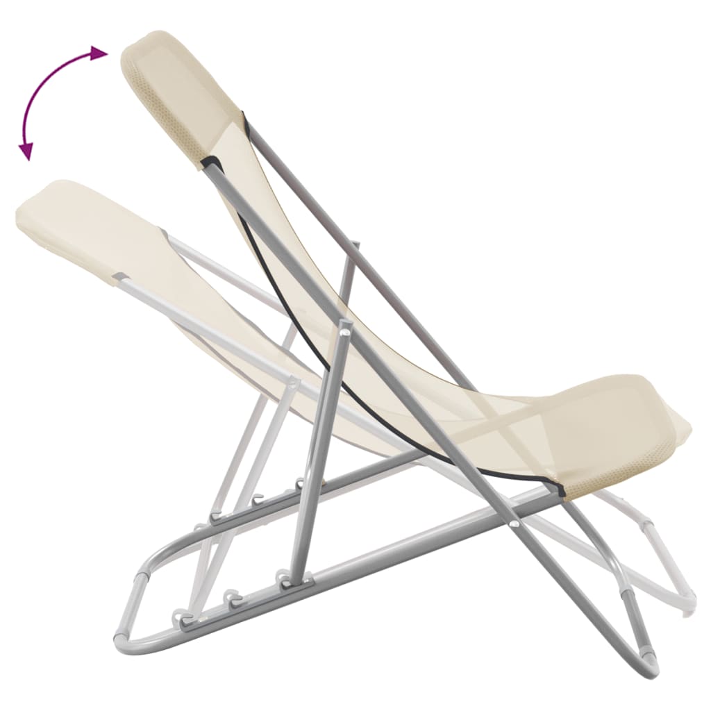 Chaises de plage pliantes 2pcs textilène acier enduit de poudre