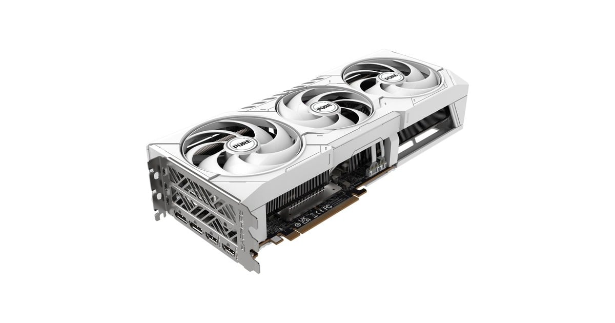 SAPPHIRERadeon RX 9070 Pure OC grafische kaart  (Wit, 2x DisplayPort, 2x HDMI, RDNA4)