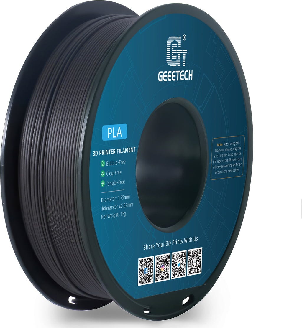 GEEETECH  PLA Wood Ebony, 1,75 mm / 1000 g    Leicht druckbares Holzfilament mit geringen Fertigungstoleranzen in Ebony