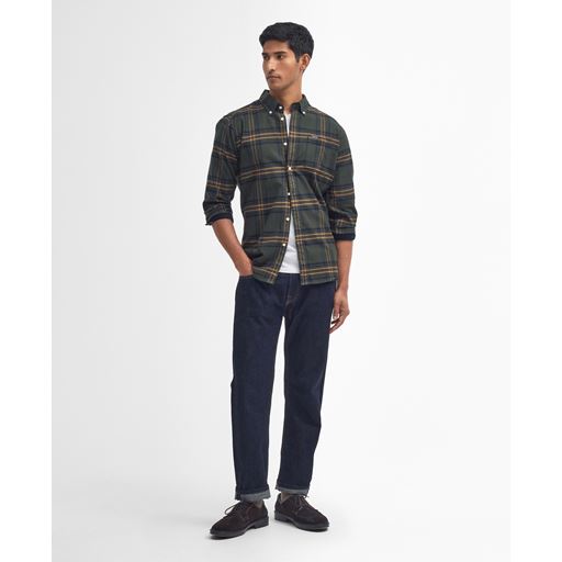 Barbour Portdown Tailored Checked Skjorte, Olive, XXL