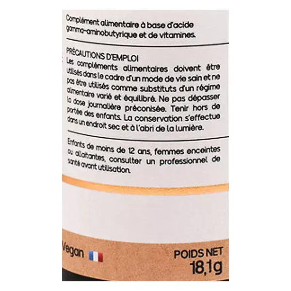 GABA natural e fórmula + vitaminas B1 e B5 para nervosismo, 30 cápsulas