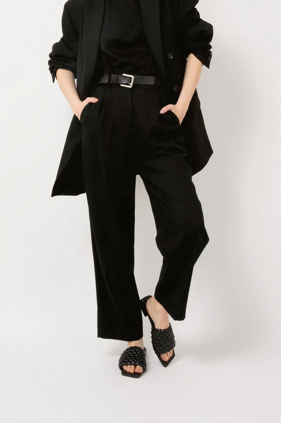 Mules plates en cuir tressé Aster Souliers Martinez