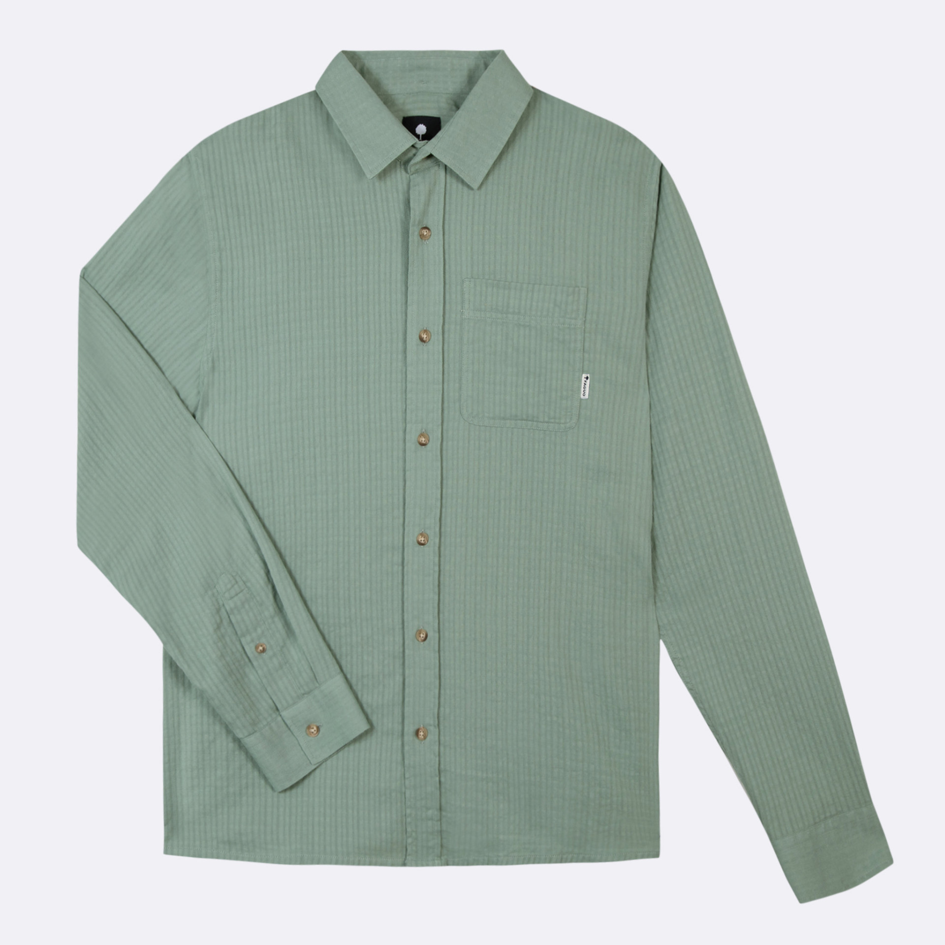 Chemise vert clair Poche poitrine coton biologique - modèle signy