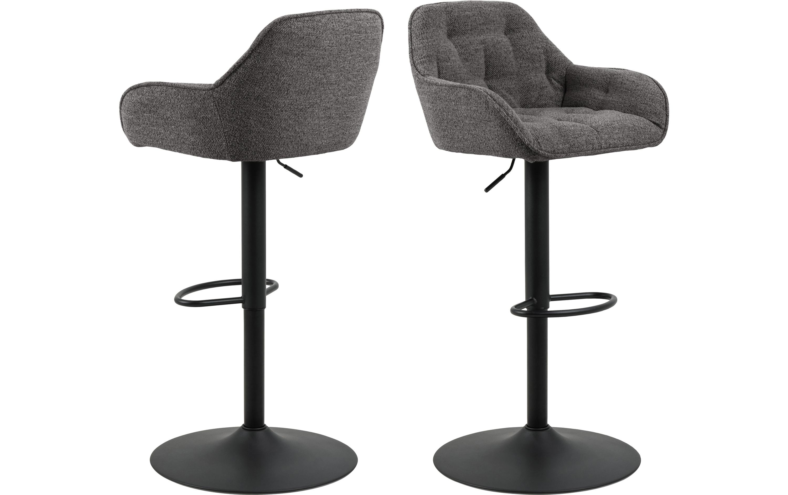 Barhocker Brooke, 2 Stück, 52 x 109 cm, Anthrazit<br>Barstühle mit feinem Steppdetail