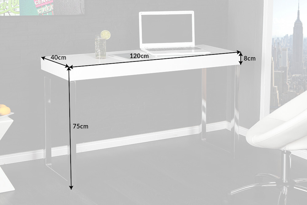 Design Konsole WHITE DESK 120cm weiß Hochglanz Bürotisch
