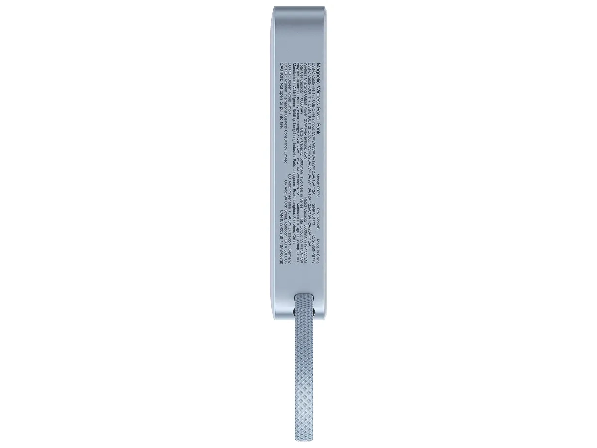 (25W) 10000mAh Magnetische Qi2 MagSafe USB C Powerbank Power Delivery Ladegerät inkl. USB C Ladekabel mit LED Anzeige (65958B) - Hellblau