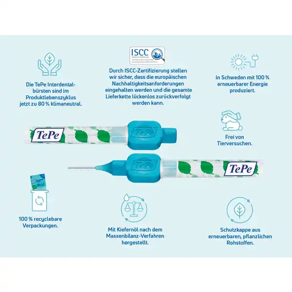 Interdentalbürsten Blau, ISO 3, 0,6 mm, 8 Stück