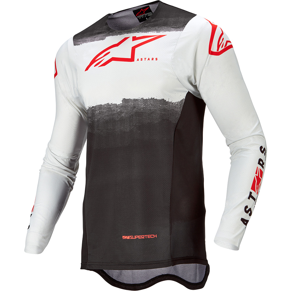 Alpinestars - Maillot Supertech Foster Noir / Blanc / Rouge fluo