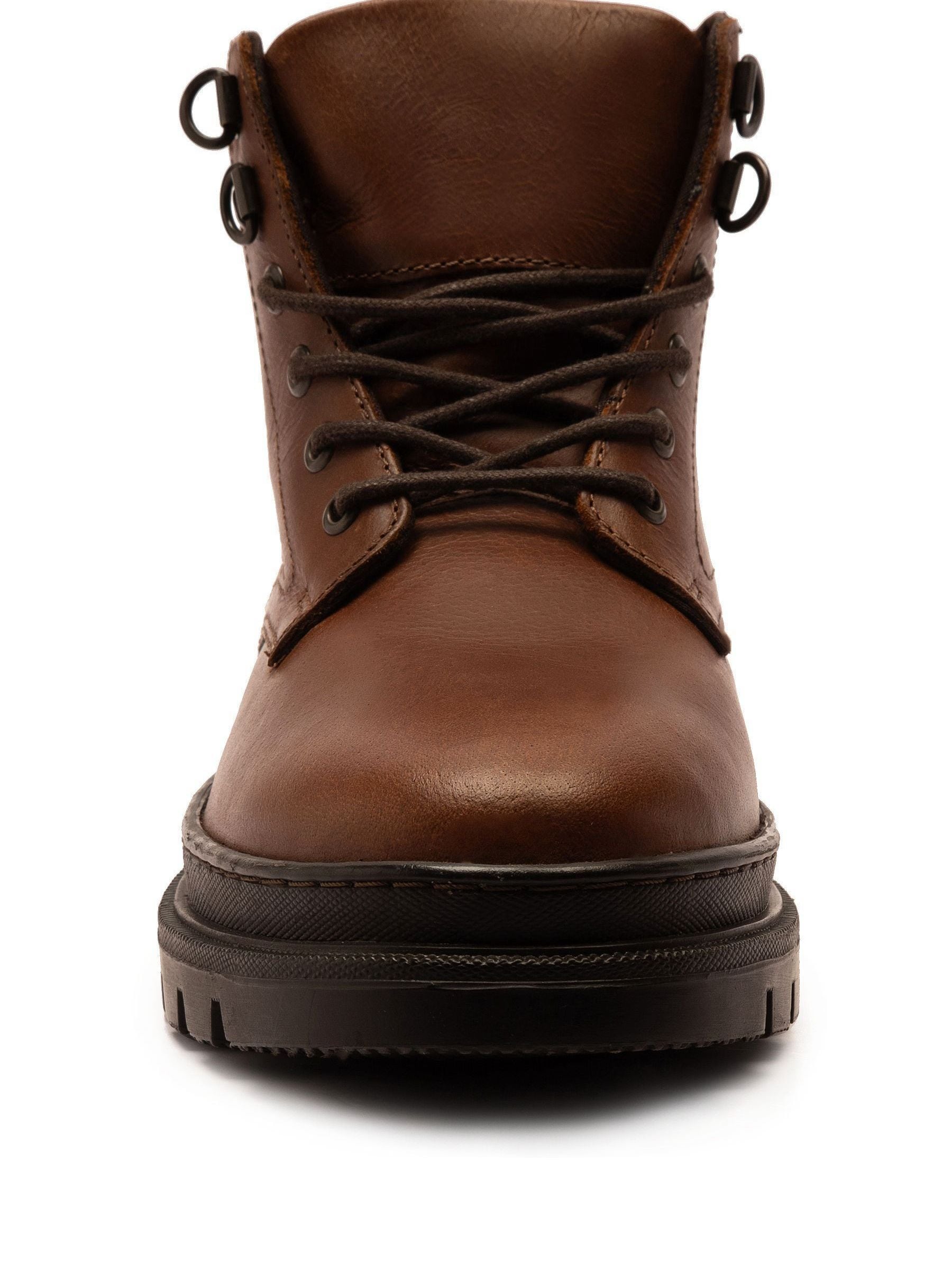 Bruin - Off The Hook Jones Leren Vetersluiting Casual Enkelboots