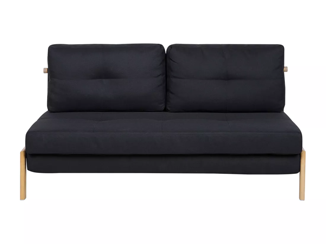 Canapé convertible 2 places en tissu noir EDLAND