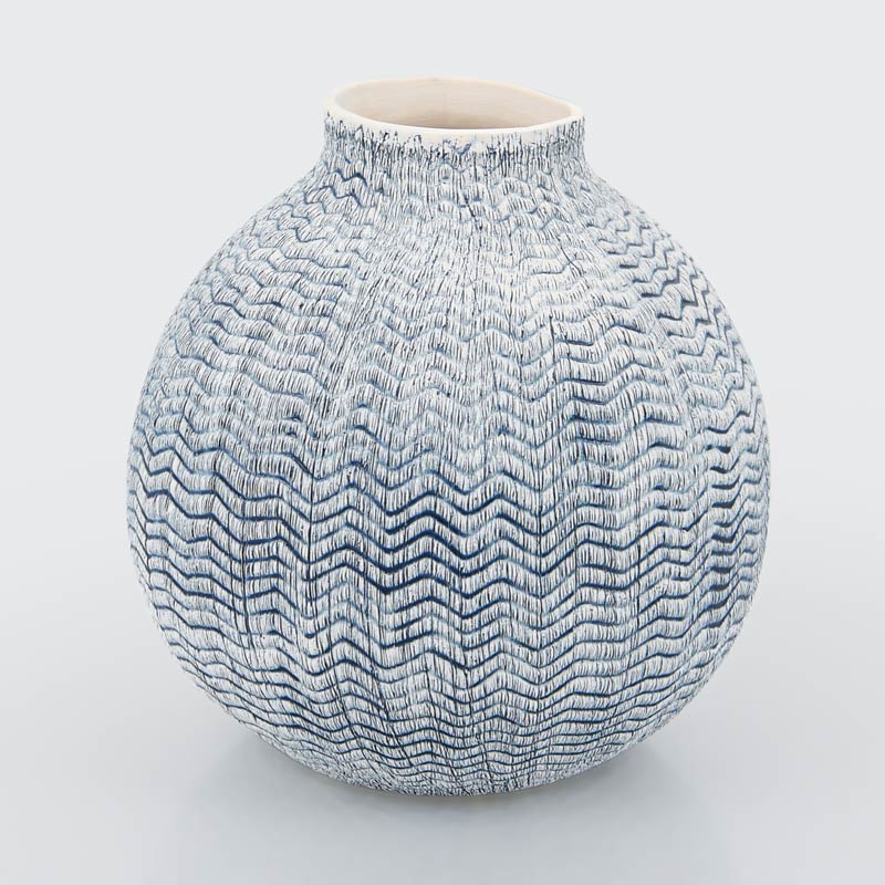 Vase en céramique 'Azura' boule bleu