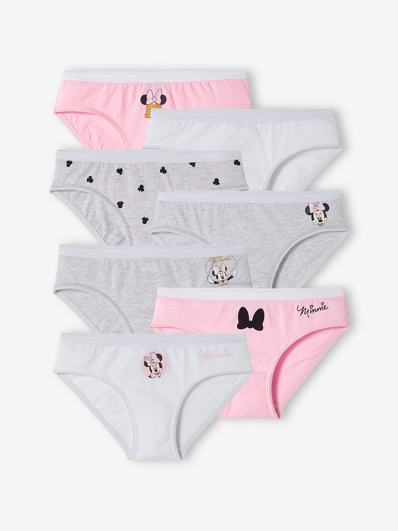 Pacote com 7 calcinhas lisas rosa tamanho médio DS® Minnie com estampas