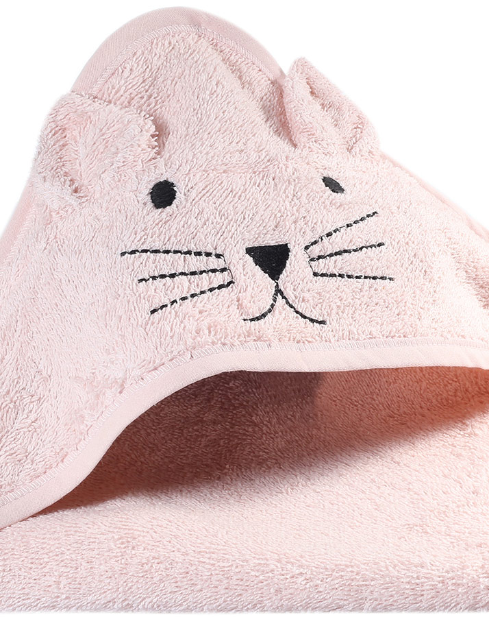 Kapuzenhandtuch KATZE (76x76) in rosa