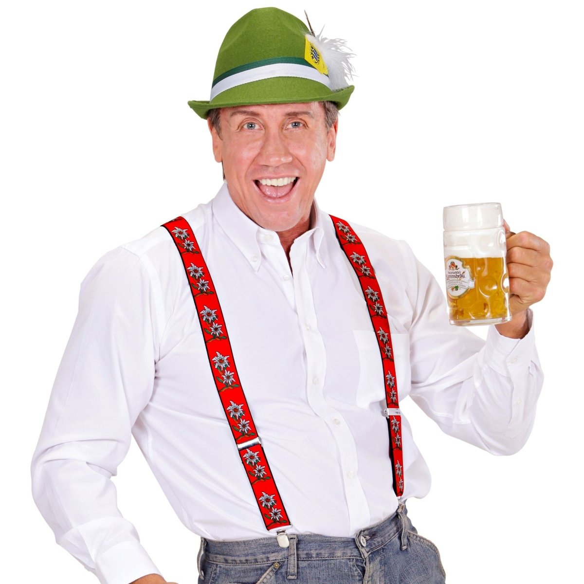 Oktoberfest Bretels Rood Met Edelweiss